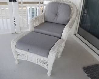 All weather wicker chair & ottoman