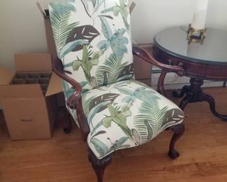 Botanical print chairs - two available