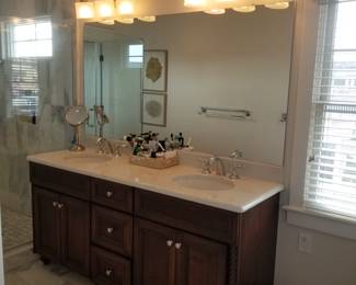 Double bath vanity; mirror; vanity lights