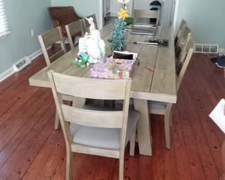 Rustic farmhouse dining table seats 8