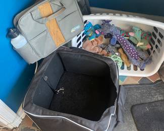 Dog car seat, toys and bag