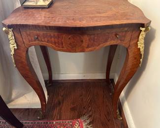 French one drawer table with brass details