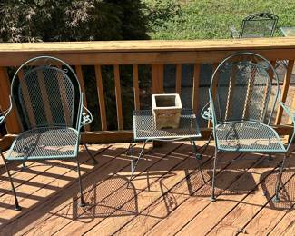 wrought iron chairs and end tables