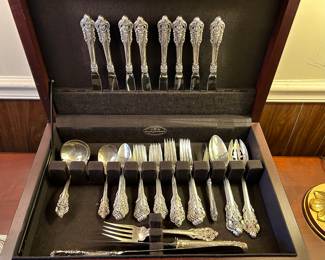 Wallace Grande Baroque sterling flatware, service for 8. 43 pieces
