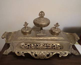 Maitland-Smith brass ink stand