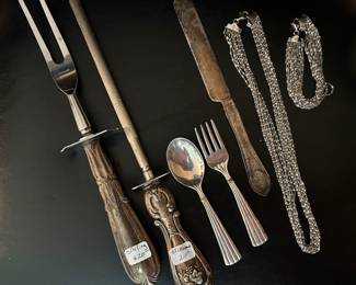 Sterling including Cartier baby spoon and fork