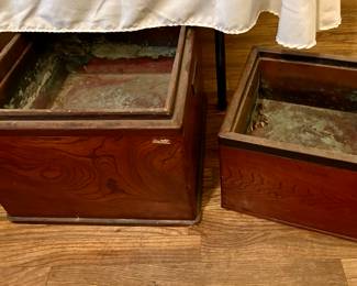 1 large, 2 small wooden planters