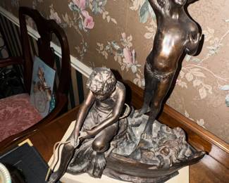 Pair of BRONZE Statues signed??  oh my...  Fishing