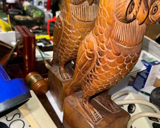Hand carved Wooden Owls
