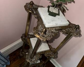 Pretty plant stand, gold and marble