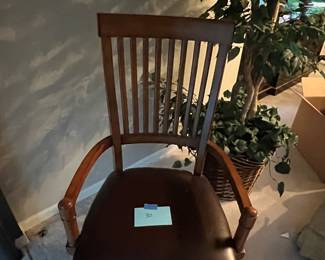 Leather and wood vintage desk chair