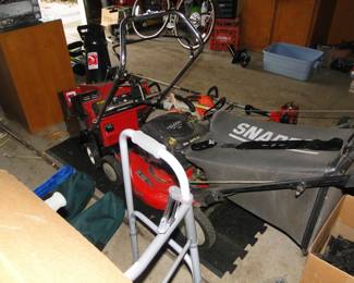 A walker and a mower