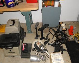 A very nice assortment of Craftsman tools, and some vintage shoe repair models