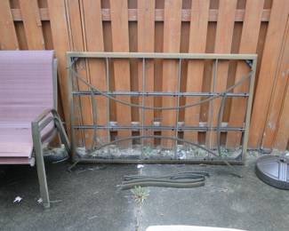 Some assembly required. Full patio table, with all the pieces, just head to one of those big box stores, and get some tile, spray some paint on the frame, and PRESTO, you have a new patio table, chairs priced separately to the left