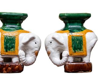 878 Pair Small Pedestal Elephants 50.00 - Discounted Price 25.00