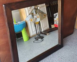 Large Heavy Wood Framed Mirror