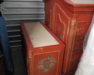 Red Chinoiserie Armoire