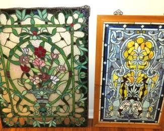 Vintage Stained Glass Window Panels 39 1/2" H x 29 3/4" W, 38" H x 24" W 