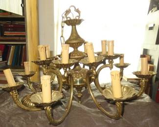 Vintage Brass 16 Arm Chandelier