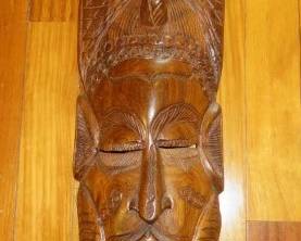 Vintage Hand Carved Wooden African Wall Mask