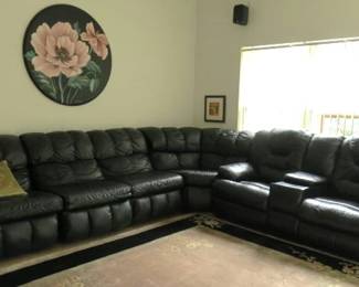Large Black Leather Sectional Sofa