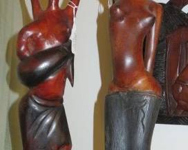Vintage Nigeria Hand Carved Ebony Statues