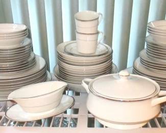 82 Piece Japan Imperial China "318 Sincerity" White with Silver Trim 