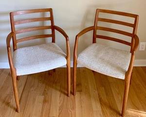 Pair of Vintage Danish J.L. Moller  Arm Chairs 

Each measuring 33 x 22 x 18".