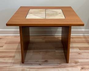 Gangso Mid Century MCM Vintage Danish Modern Teak Wood Ceramic Tile Coffee Table 

Measures 27.5 x 27.5 x 19 inches. 

Such a beautiful table! 