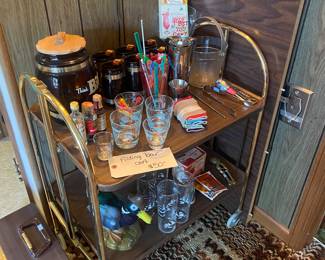 Folding Costco cart with barware