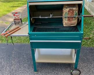 Amazing glass front vintage grill with rotisserie