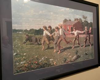 framed schoolhouse painting artwork