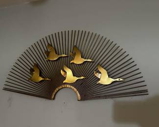 Lovely brass geese flying sculpture