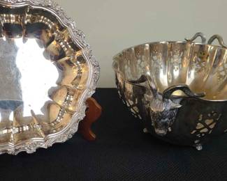 Silver Bowl And Vintage Ram's Head Reticulated Bowl