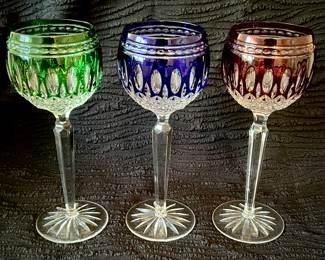 Vintage Waterford Crystal Claredon Colored Wine Hock Glasses