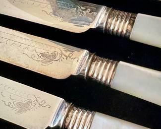Mother Of Pearl Dessert Fruit Knife & Fork Set