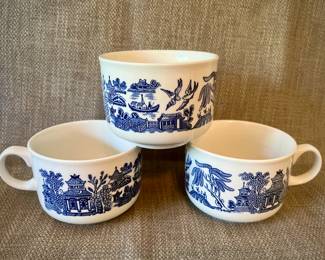 Vintage Churchill Blue Willow Soup Mugs