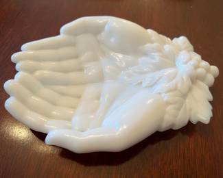 Milk Glass Hand Dish