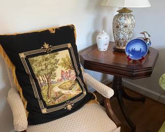 Upholstered Armchair and Side table