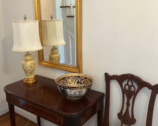Side Chair, Entryway Table, with Accent Mirror