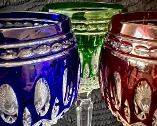 Vintage Waterford Crystal Claredon Colored Wine Hock Glasses