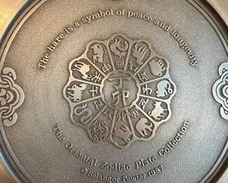 The Oriental Zodiac Plate Collection Selangor Pewter 1982 Year of the Hare