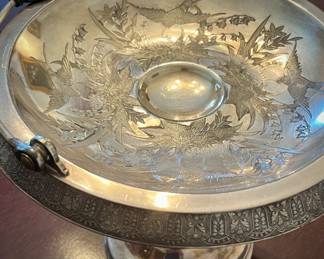 Ornate Silver Plated Pedestal Bridal Basket Dish