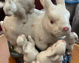 Crackle Glaze Rabbit Decor