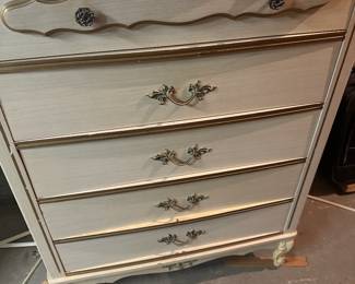 Vintage Gold Accented Chest of Drawers 