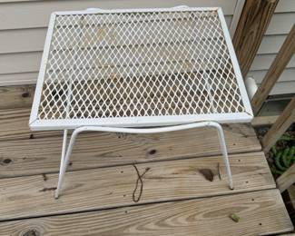 White Metal Patio Side Table 
