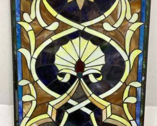 Stain Glass Panel With Hanging Hardware 