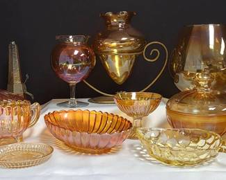 Yellow and Carnival Style Glass