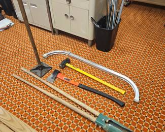Werner Extension Ladder Stabilizer #AK060, Truper Sledge Hammer #MD-10F, Task Axe Chopping  3½ lb,
Union Tools Post Hole Digger #73-120,Ludell 8X8 Dirt Tamper!