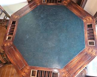 MCM Romweber Viking Oak Octagonal Poker Table w/8 Horse Accent Chairs & 4 Stools Batesville, IN!